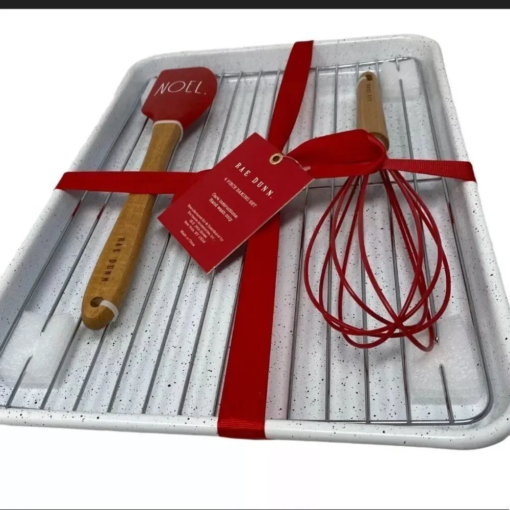 Rae Dunn NOEL 4 Piece Baking‎ Set Christmas Holiday Cookies Cake Pie Tray Cook
